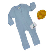 Grenouillère unie longue bleu 1 pcs coton