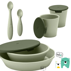 Pack repas plate cup spoon Sage Bibs
