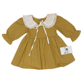 Robe unie petit nœud blanc classy jaune mte 1pc