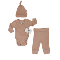 Tenue 2 pcs unie avec 1 bonnet saumon