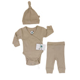 Tenue 2 pcs unie avec 1 bonnet beige