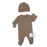 Grenouillère unie reflet animal 1bonnet coton Mrn