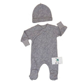 Grenouillère unie reflet animal 1bonnet coton gris