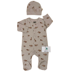 Grenouillère Jungle animals 1 bonnet coton