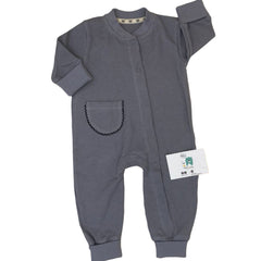 Grenouillère sortie unie poche cotée bleu 1pcs