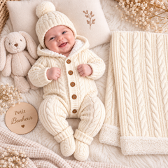 Coffret naissance grenouillère couverture bonnet et chaussons triko welsoft 5 pcs K5258