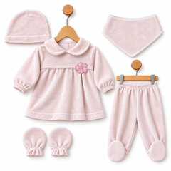 Pack naissance full pudra avec petite fleur côté velours 5 pcs