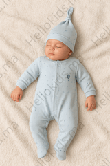 Grenouillère ballons 1 bonnet coton bio- Blue Style