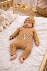 Grenouillère Baby Jungle 1 bonnet coton bio