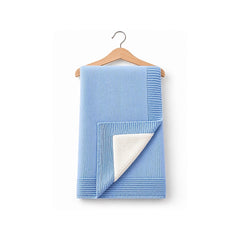 Couverture tricot molletonnée 80x90 cm 0m+ - Bleu