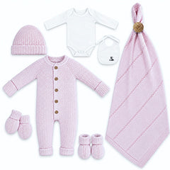 Coffret naissance tricot pack de 7 pcs K3221 - Mauve