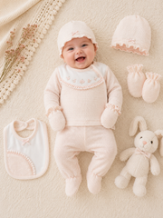 Coffret naissance Fashion girl motifs sur col 5 pcs coton