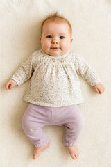 Tenue fleury avec pantalon mauve 2 pcs coton