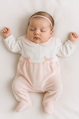 Grenouillère 2 petites fleurs côtés velours