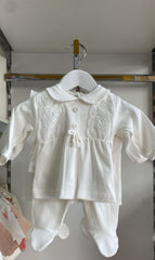 Pack naissance noeud centré mode lacets full white 5 pcs coton