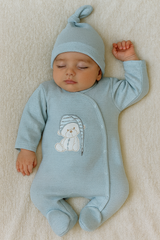 Grenouillère coton capitonné nounours sleep time 1 bonnet