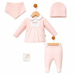 Pack naissance Fleur unique sur col 5 pcs coton