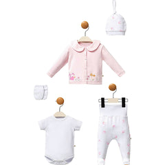 Pack naissace petit écureuil girly 5 pcs coton