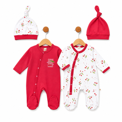 Pack de 2 grenouillères 2 bonnets matchy Cherry