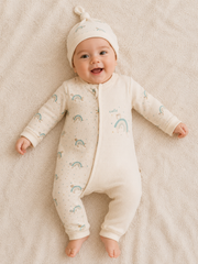 Grenouillère Cute Turtle 1 bonnet pieds ouverts coton bio