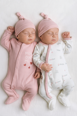 Pack de 2 Grenouillères matchy love mum dad 2 bonnets Girly