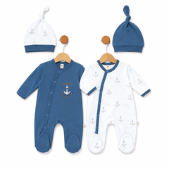 Pack de 2 grenouillères 2 bonnets matchy Encres