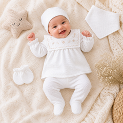 Pack naissance multi design sur col full white baby girl 5 pcs coton