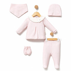 Pack naissance petite fleur sur col style froufrou 5 pcs coton