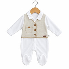 Grenouillère effet gilet avec poche côtée velours
