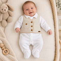 Grenouillère effet gilet avec poche côtée velours