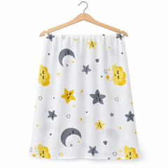 Draps lange étoiles nuages jaune gris 75x85 cm