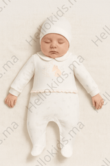 Grenouillère Pretty girl 1 bonnet coton bio