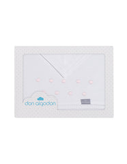 Interbaby - Parure de lit 60x120 Mod Zoe Bco/Rose 100% coton