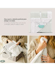 Interbaby - Coffret couverture en nid d'abeille et agneau - Mint 80x110