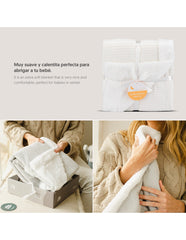 Interbaby - Coffret couverture en nid d'abeille et agneau - Beige 80x110