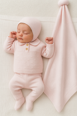 Coffret Triko 4 pcs haut pantalon bonnet couverture - Rose