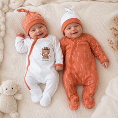 Pack de 2 grenouillères et 2 bonnets Wild and free matchy coton