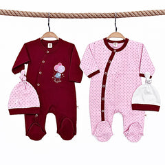 Pack de 2 grenouillères 2 bonnets Magical matchy coton