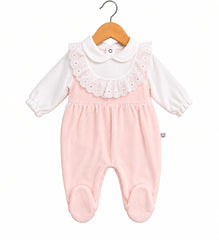 Grenouillère unie col multiples froufrous 1 pcs velours