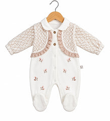 Grenouillère multiples fleurs gilet effet mtrouz velours