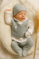Pack naissance BLN effet gilet baby boy 5 pcs coton
