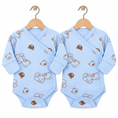 Pack de 2 bodies manches longues big nounours Bleu avec moufles intégrés