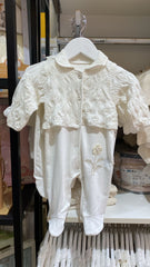 Grenouillère jolie fleur avec effet mtrouz full white coton