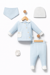 Pack naissance poches côtées 5 pcs coton Blue
