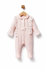 Grenouillère jolie nœud centré avec côtés froufrous 1 pcs coton