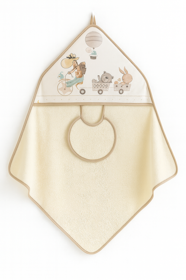 Coffret Cape de bain “Let’s Go Amigo” 100x100 cm avec bavoir – Interbaby - Beige