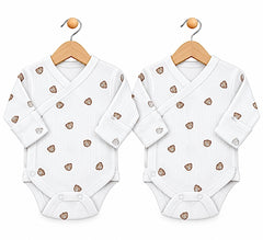 Pack de 2 bodies manches longues petits nounours  avec moufles intégrés