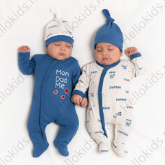 Pack de 2 Grenouillères matchy love mum dad 2 bonnets Boy