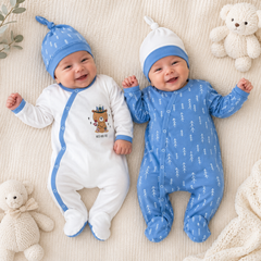 Pack de 2 grenouillères et 2 bonnets Wild and free matchy coton