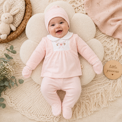 Pack naissance Fleur unique sur col 5 pcs coton